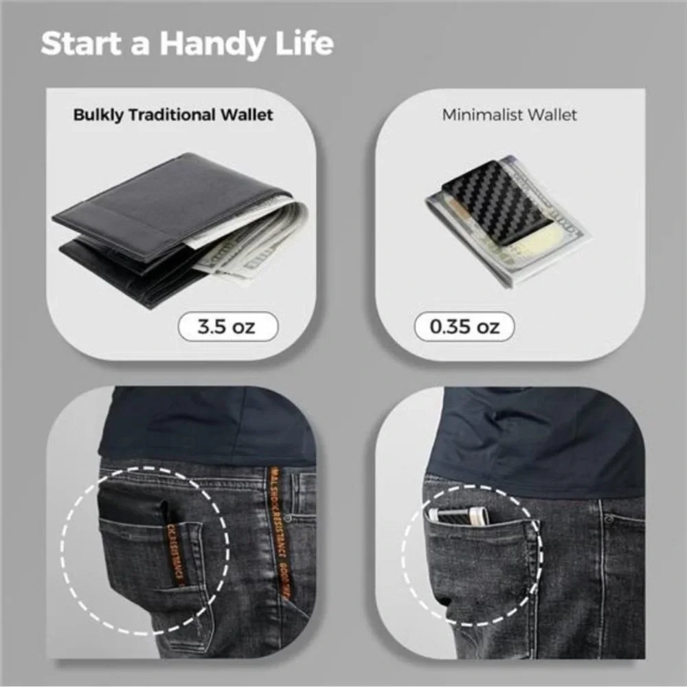 Carbon Fiber Money Clip for Cash and Credit Cards Money Holder Clip